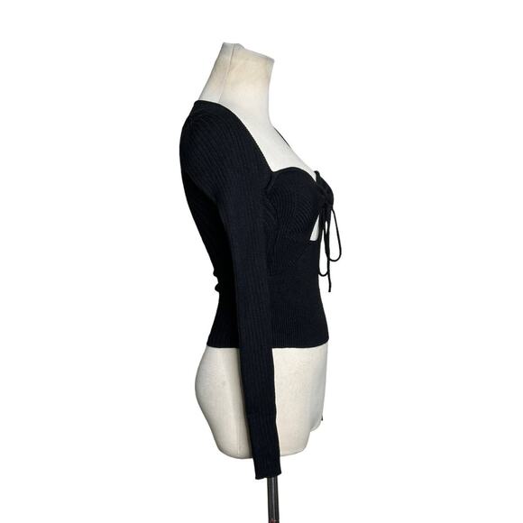 ASTR black knit long sleeves cut out fitted top size XS - Picture 10 of 10